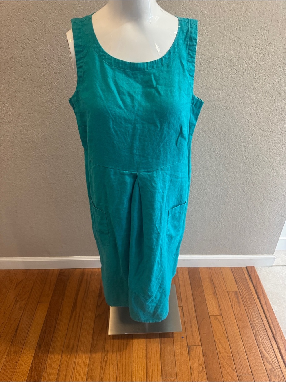 J.Jill Sleeveless Teal Linen Shift Dress - Classic Casual size small